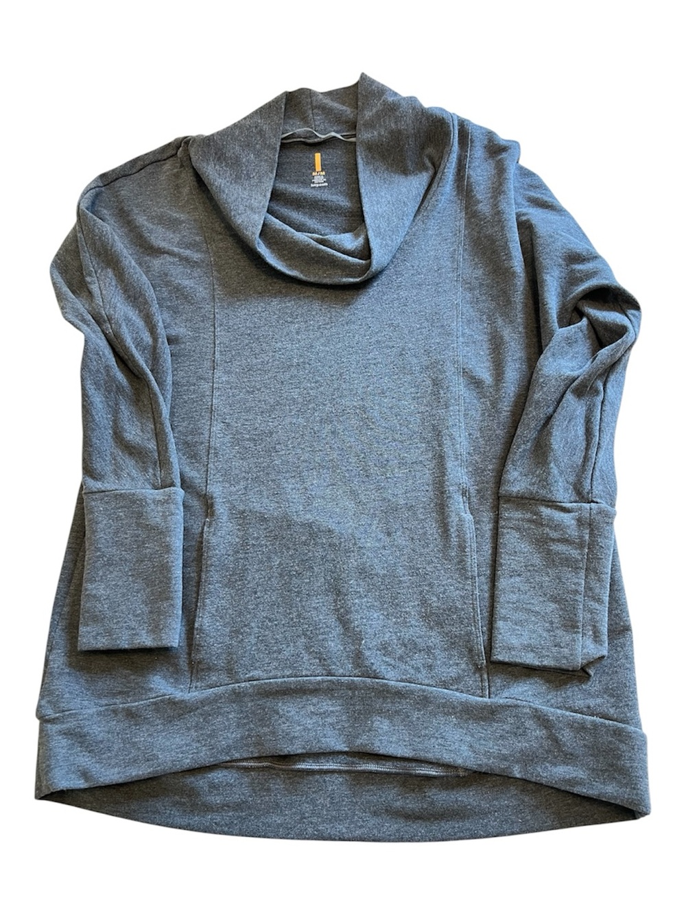 Lucy Heathered Gray Cowl Neck Tunic Pullover with Pocket, Size M